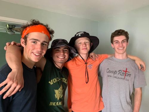 Four volunteers from the Congregational Church of South Dartmouth on a youth mission trip in New Orleans with Camp Restore, June 2019.